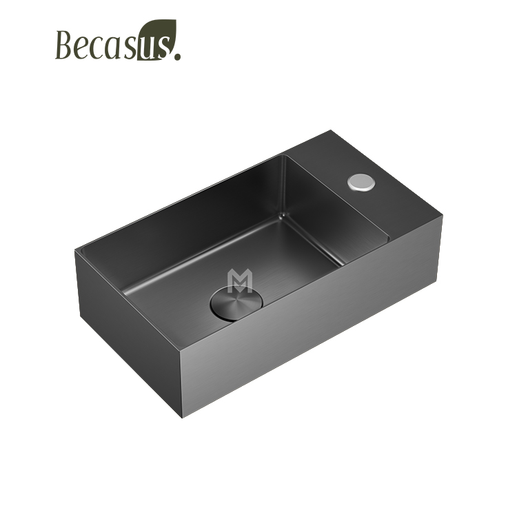 Rechteckiges Design-Waschbecken aus Edelstahl 304 mit Oberfl&auml;che, Waschtisch, Waschbecken mit Einzelloch