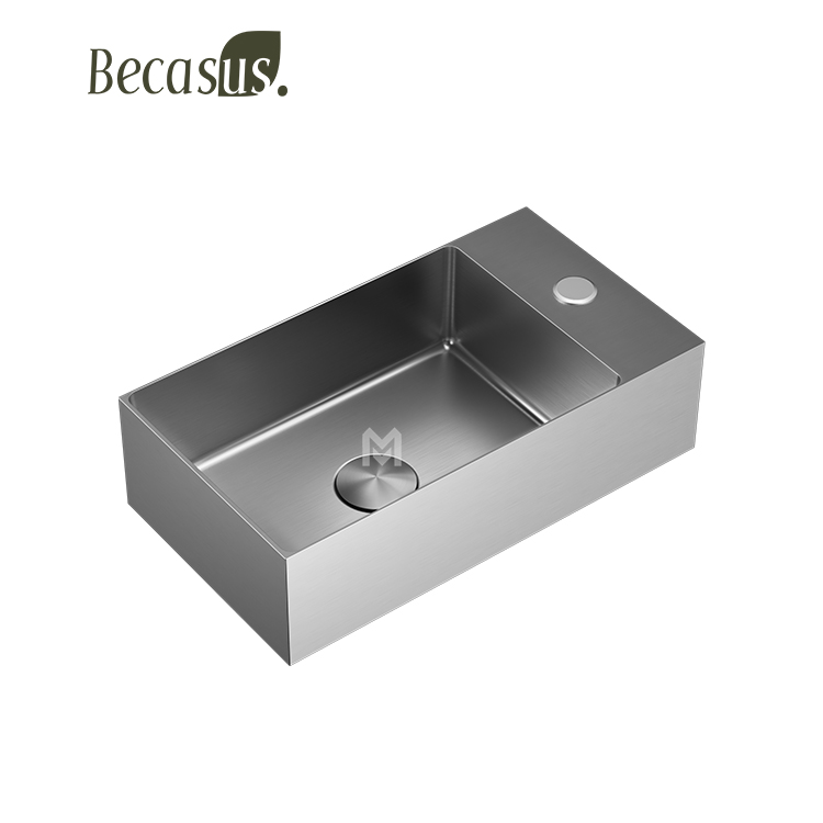 Rechteckiges Design-Waschbecken aus Edelstahl 304 mit Oberfl&auml;che, Waschtisch, Waschbecken mit Einzelloch
