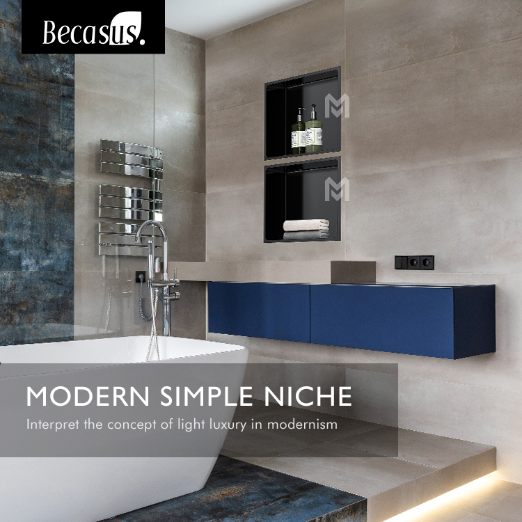Nicho de ba&ntilde;o Nicho de acero inoxidable dorado cepillado de 12' X 12' para pared de ba&ntilde;o