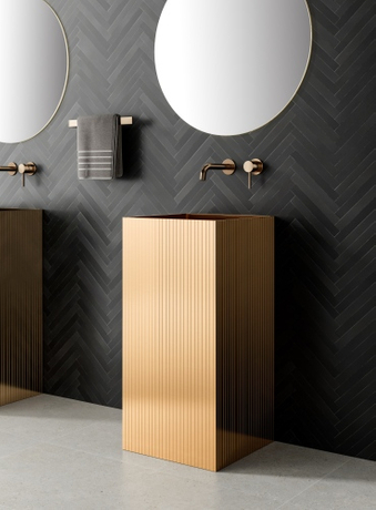 Lavabo mural petite salle de bain calme luxe chaud minimalisme lavabo &agrave; coin arrondi robinet monotrou.jpg